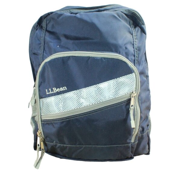 LL Bean Unisex Adult Navy Weatherproof Nylon 37L Deluxe Book Pack School Backpac - Picture 1 of 13